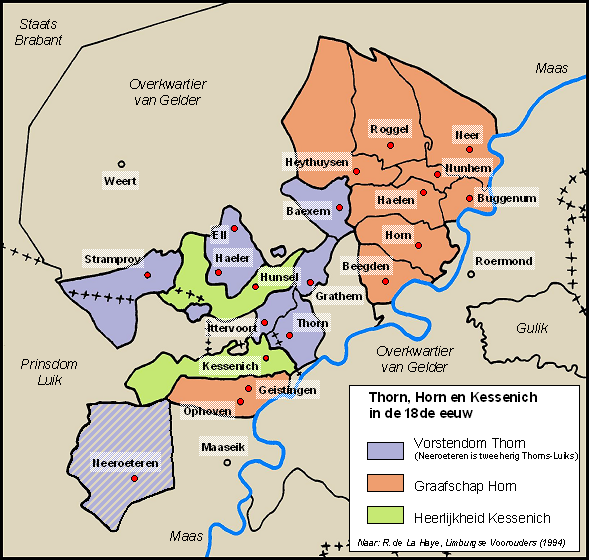 Midden-Limburg LT2 Thema 7extra 02 Deil 1 Kaart Thoeer Haor Kaesing in de 18de ieuw